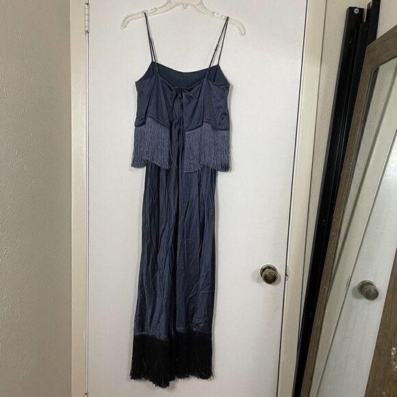 NWT Cinq a Sept Eastwood Fringe Silk Sleeveless Midi Dress in Shadow Size 4 $595 - Picture 7 of 11